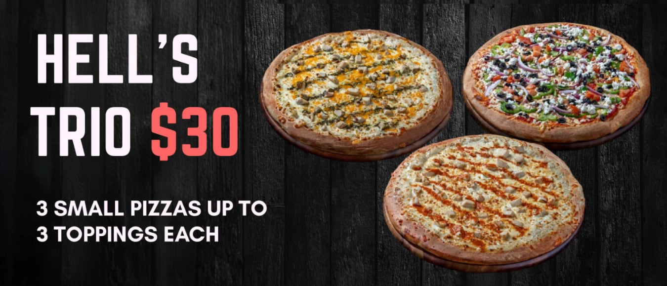 3 Small Signature pizzas $30